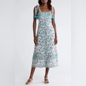 Alicia Bell Gigi Cotton & Silk Midi DressFloral Tie-Shoulder Midi Dress Medium